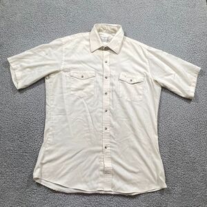Vintage Longhorn Button Up Shirt Men's Short Sleeve Western Cowboy Pocket 16x34